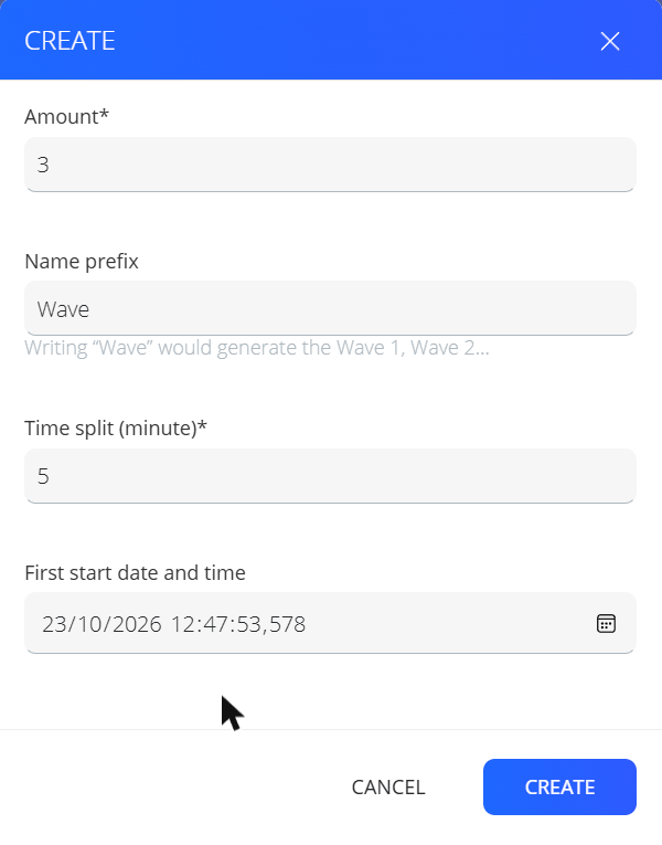 Create wizard to create several waves at once