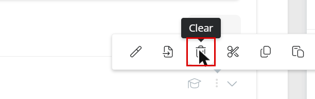 Clear action of the quick actions menu
