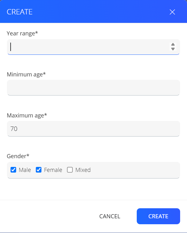 Wizard to create age categories in bulk