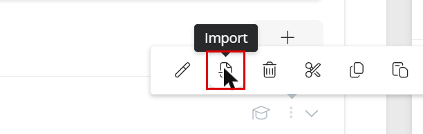 Import action of the quick actions menu
