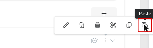 Paste action of the quick actions menu